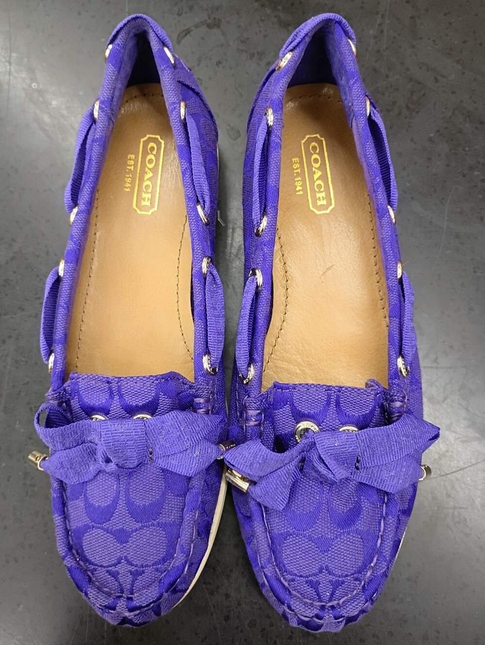 Coach Purple Signature Bow Moccasins